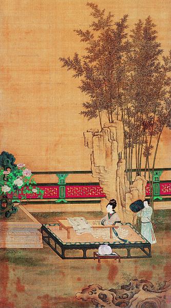竹林仕女图（中国画）佚名
