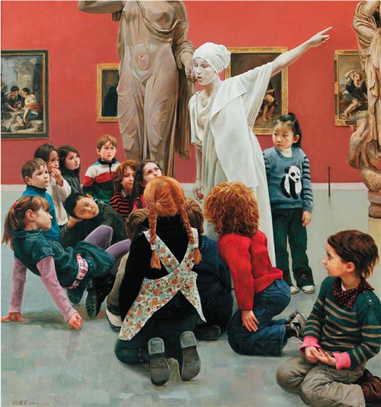 
杨健男（天津美术学院） 博物馆里的孩子 150×200cm 布面油彩