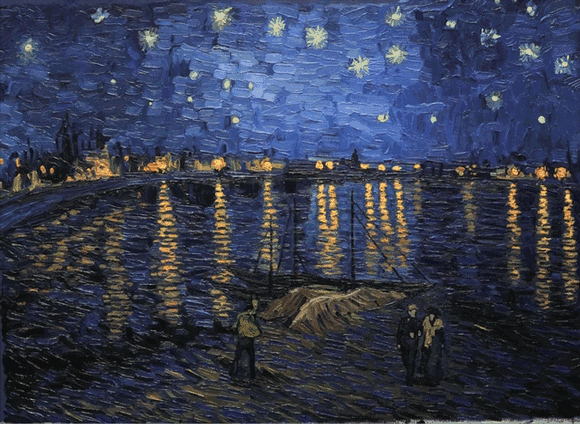 《罗纳河上的星夜》 ▼