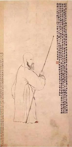 金农《自画像》，纸本墨笔，清代，北京故宫博物院藏
