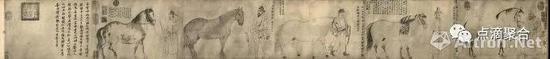 北宋 李公麟 五马图   纸本墨笔  纵29.3厘米，横225厘米 日本私人收藏