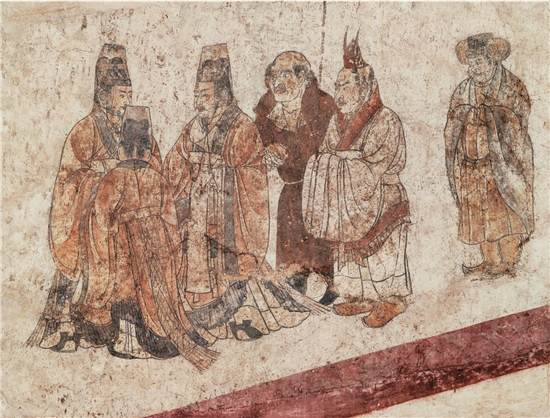 客使图 章怀太子墓 现藏于陕西历史博物馆 收录于《中国古代壁画·唐代》
