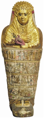 来自哈瓦拉的儿童木乃伊」是罗马时期的埃及木乃伊，有金色面具，手上则握着花朵_b