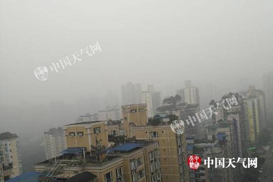 昨天，重庆主城遭遇浓雾，0时至8时最小能见度仅为100米。（图/刘双娥）