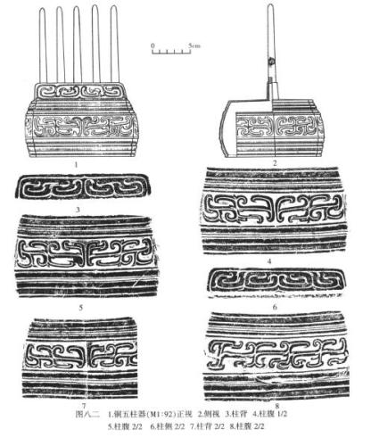 《屯溪土墩墓发掘报告》中对五柱器的介绍。图片来源：《屯溪土墩墓发掘报告》