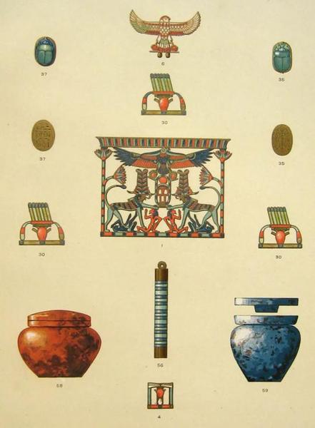 梅赫赫特公主的宝藏（部分） 　　《达舒尔发掘》（1894）插图 　　雅克·德·摩根作