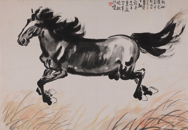 2 徐悲鸿 《奔马》 纸本水墨设色 51×74cm 1938年