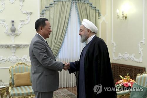 伊朗总统鲁哈尼会见朝鲜外相李勇浩（韩联社）