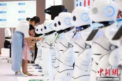 图为8月15日，2018世界机器人大会在北京亦创国际会展中心揭幕，160余家中外机器人领军企业带来的前沿产品集体亮相，让观众直接感受科技改变生活。<a target='_blank' href='http://www.chinanews.com/'>中新社</a>记者 富田 摄