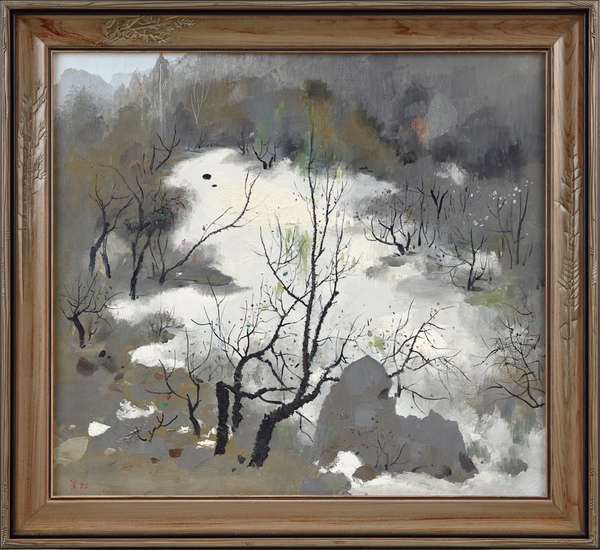 吴冠中（1919­­­-2010）《遗忘的雪》油彩画布
