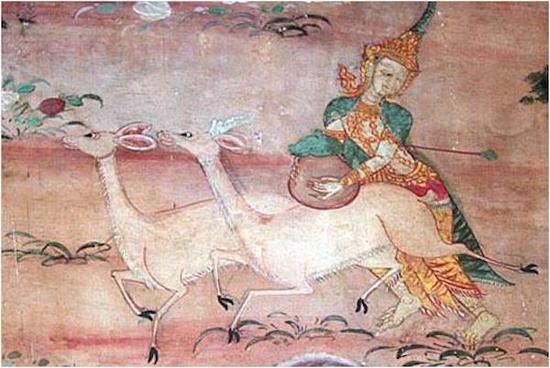 泰国寺院壁画中的睒子本生故事图