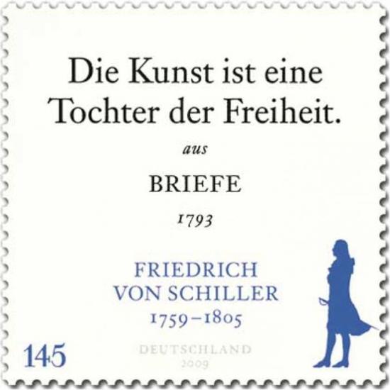 图片：德国2009年邮票，席勒：“艺术是自由的女儿。”出自1793年席勒书简。