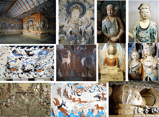 敦煌壁画彩塑精美绝伦，是中华艺术的一座“宝库”