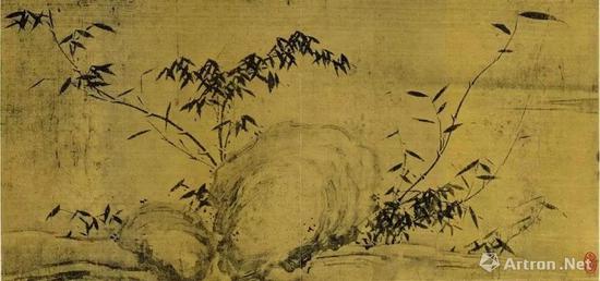 苏轼 潇湘竹石图（局部） 绢本水墨 28105.6cm 现藏于中国美术馆