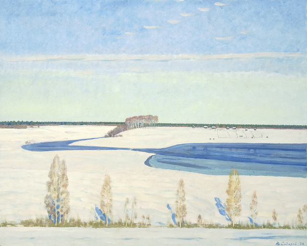 西多罗夫《冬日暖阳》布面油画93×112cm 1998