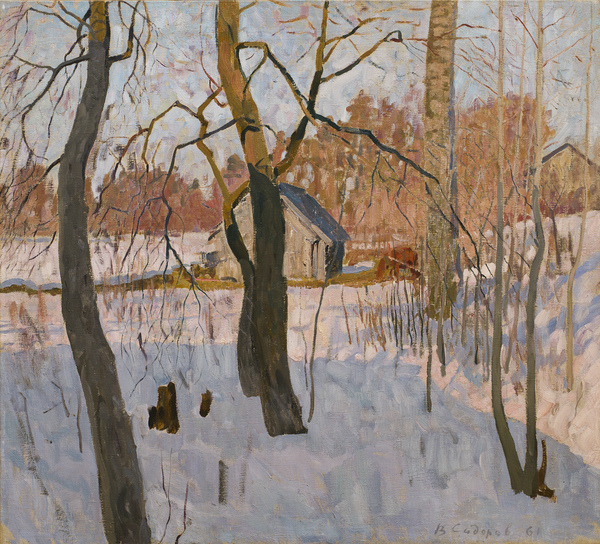 西多罗夫《临近春日》布面油画 79×87 cm 1963