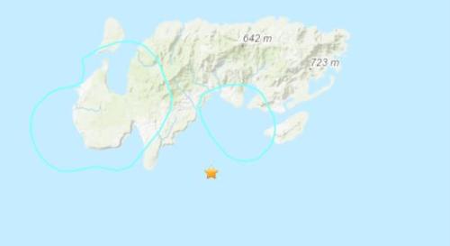所罗门群岛附近海域发生5.7级地震。(图片来源：美国地质勘探局网站截图)
