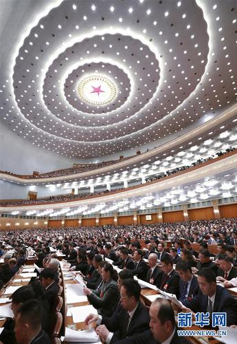 　　3月12日，十三届全国人大二次会议在北京人民大会堂举行第三次全体会议。 新华社记者 庞兴雷 摄