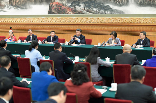 3月10日，中共中央总书记、国家主席、中央军委主席习近平参加十三届全国人大二次会议福建代表团的审议。