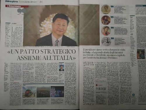 国家主席习近平在意大利《晚邮报》发表题为《东西交往传佳话 中意友谊续新篇》的署名文章。新华社记者王晔摄