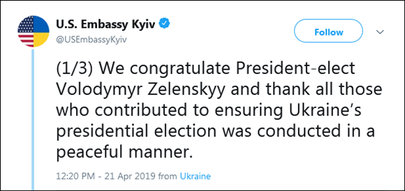 泽连斯基宣布胜选乌克兰总统 美国欧洲北约齐祝贺