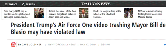 特朗普录视频diss纽约市长 美媒:你可能违法了