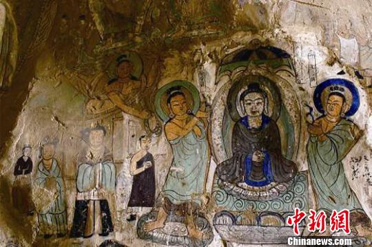 图为炳灵寺169窟11龛壁画《说法图》(西秦)。 甘肃省文物局供图