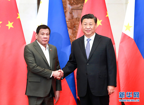 8月29日晚，国家主席习近平在北京钓鱼台国宾馆会见菲律宾总统杜特尔特。 新华社记者 庞兴雷 摄