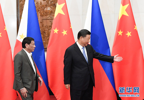 8月29日晚，国家主席习近平在北京钓鱼台国宾馆会见菲律宾总统杜特尔特。 新华社记者 申宏 摄