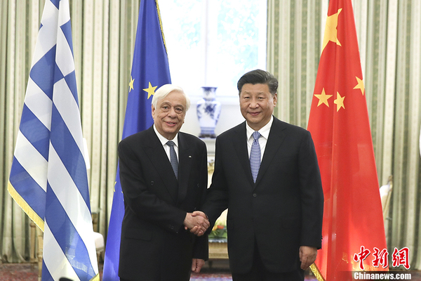 11 当地时间11月11日，中国国家主席习近平在雅典同希腊总统帕夫洛普洛斯会谈。中新社记者 盛佳鹏 摄
