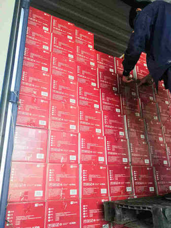 2月11日唐山货运中心唐山南网点发往惠州、南昌、合肥等地的牛奶集装箱装车。拍摄 范昕炜