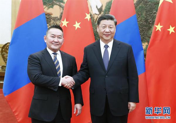 2月27日，国家主席习近平在北京人民大会堂同蒙古国总统巴特图勒嘎会谈。 新华社记者 刘彬 摄