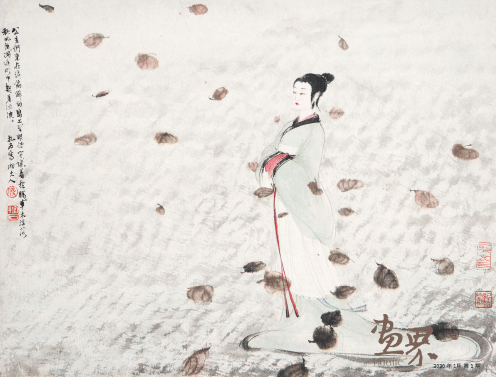 九歌图-湘夫人-36.2x48cm-1954年-傅抱石
