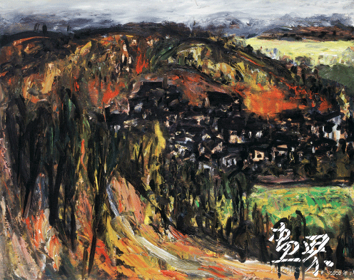 山-村（板面油画）48×60cm-2001年-陈