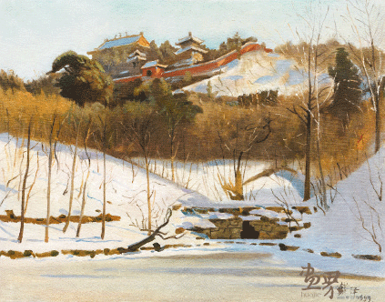 万寿山的雪（布面油画）60.6×47.2cm-1999年-戴-泽