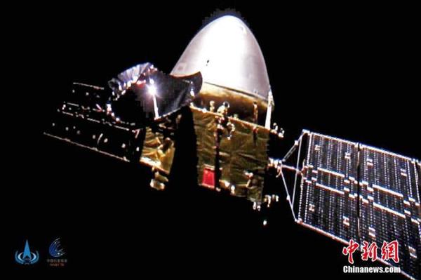 资料图：中国国家航天局发布的中国首次火星探测任务天问一号探测器飞行图像。 中新社发 中国国家航天局 供图