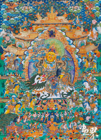 八马财神（唐卡-布面,矿物质颜料）100×72cm-2010年-西合道-中国美术馆藏