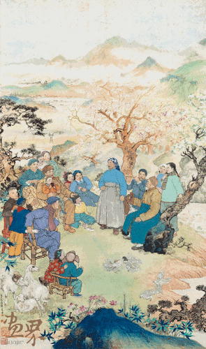 歌唱祖国的春天-137×81cm-1957年-程十发-上海中国画院藏