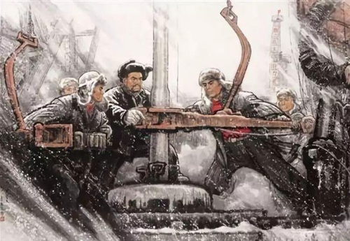 赵志田《大庆工人无冬天》（中国画） 1973 中国美术馆藏