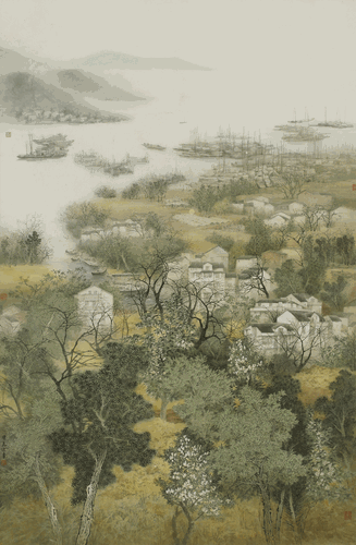 《渔港春色》145×220cm-2014年-陈危冰-入选第十二届全国美术作品展