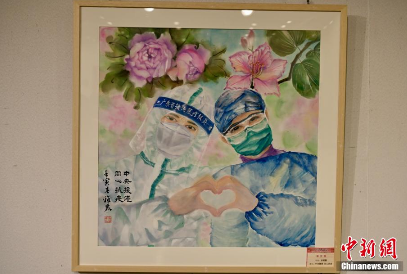 香港举行抗疫美术作品展