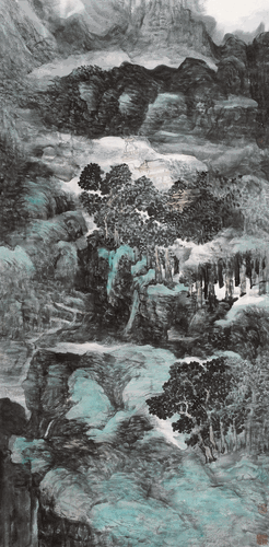 云林钟声（国画）138×68cm-2009年-朱-敏