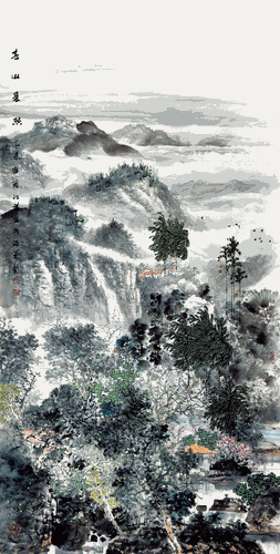 春山晨照（国画）96×180cm-阮江华