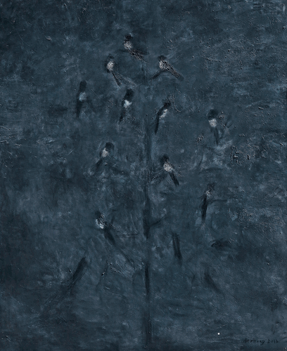 喜-鹊（油画）160×130cm-2016年-王德仲