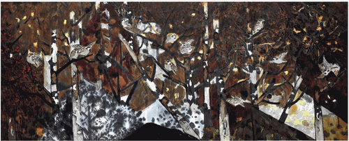 雀鸟灵光（国画）145×363cm-2016年-刘巨德