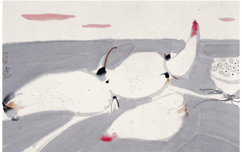 荷根与莲蓬（国画）46×69cm-1997年-刘巨德