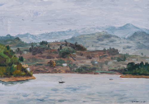 河-叉（油画）50×70cm-2021年--林-茂