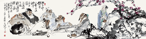 雅集图（国画）48×180cm--王-珂