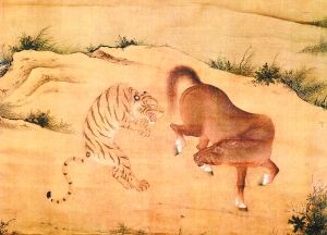 台北故宫博物院藏明代《虎马斗图》