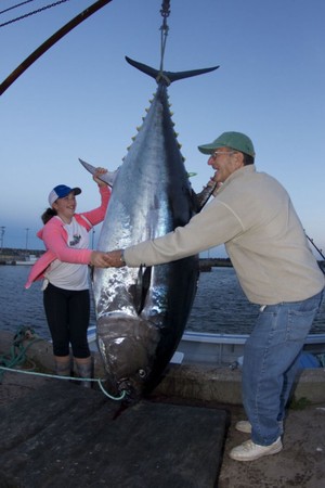 加拿大12岁女孩钓起280公斤巨型蓝鳍金枪鱼1